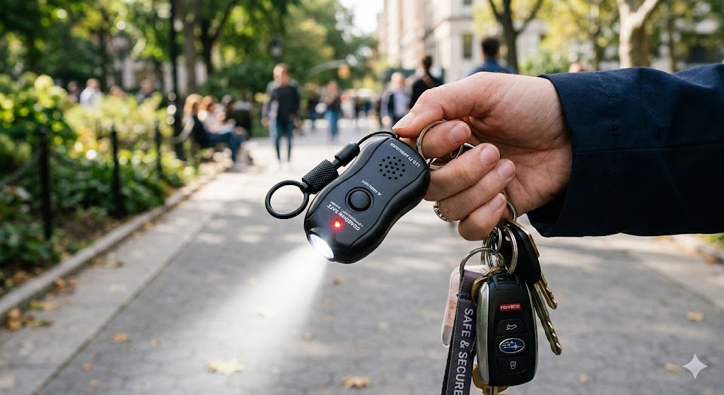 Personal Safety Beeper Keychain with LED Flashlight